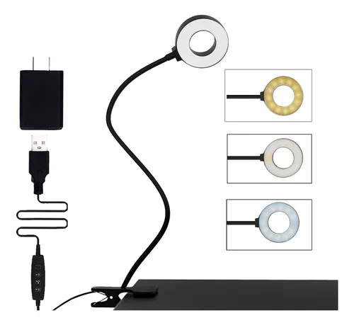 Lámpara De Pinza Para Escritorio, Luz De Lectura Led Con Pin