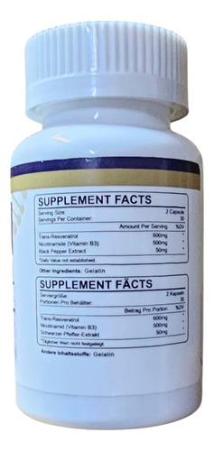Nmn Resveratrol 1100mg Rejuvenecedor Antioxidante Premium No Flavor