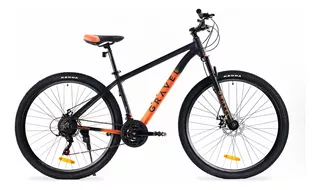 Bicicleta Gravel Everest MTB R29 L 21v frenos de disco mecánico cambios Shimano color naranja/negro con pie de apoyo
