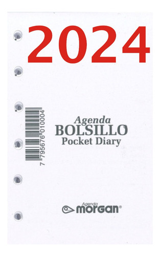 Repuesto Agenda Morgan Bolsillo Diario Hoja Por Día Año 2024