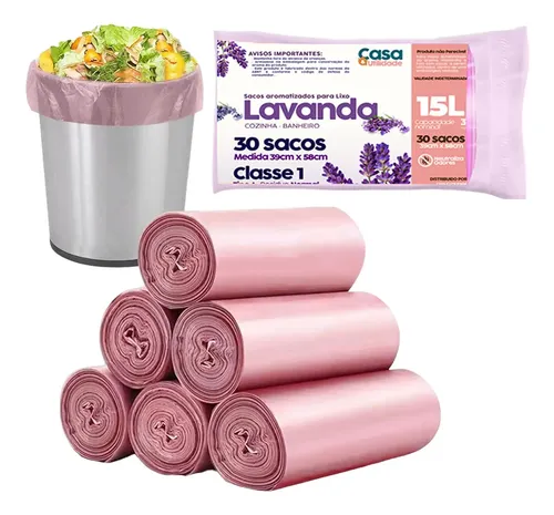 Sacos De Lixo Perfumado Lavanda Citronela Anti Odores Cor Lavanda...