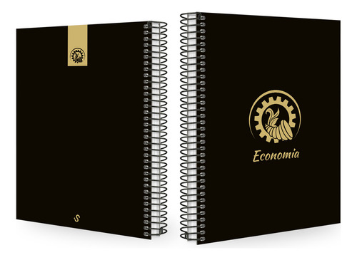 Caderno Universitário Profissões Preto E Gold 320 Folhas Cor Economia