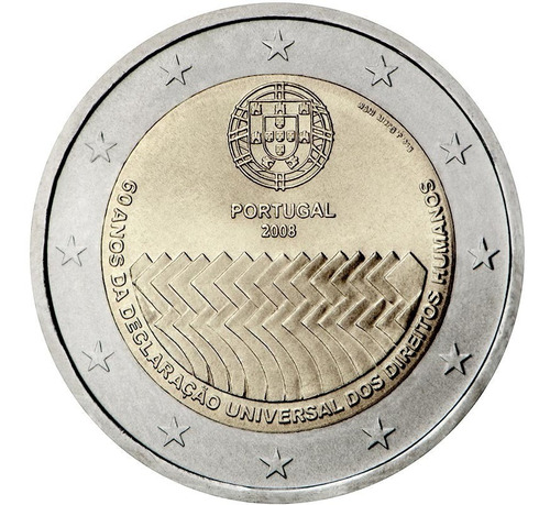 Portugal 2008- Direitos Humanos - 2 Euros Comemorativo - F C (Usado)