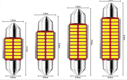 Bombillo Led Festoon Tipo Fusible De Techo Packs Unidad.