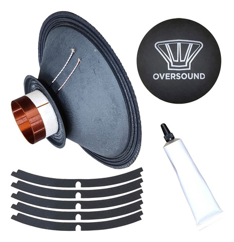 Kit Reparo Alto Falante Oversound 18'' Sub 1200 St 4 Ohms Cor Preto