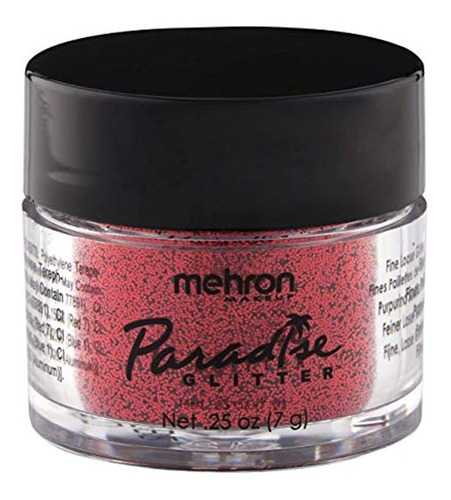 Mehron Makeup Paradise Aq Glitter .25 Oz Rojo