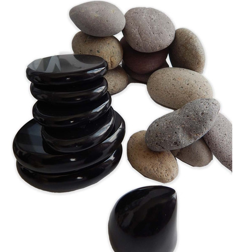 Kit De Obsidiana Calientes Obsidiana Volcan Spa Home Masaje