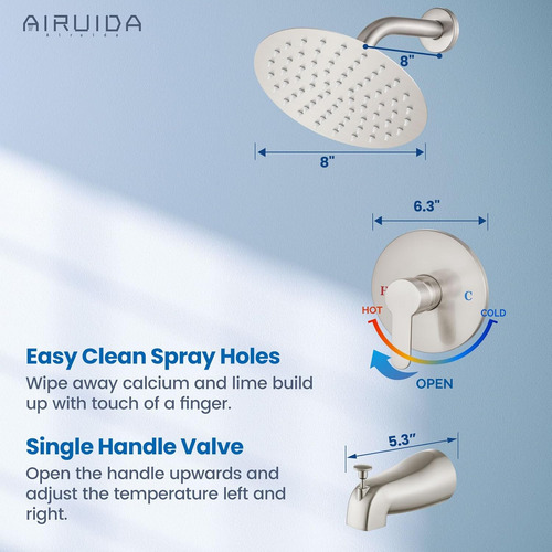 Juego De Grifos De Ducha Airuida Con Forma De Lluvia Redonda