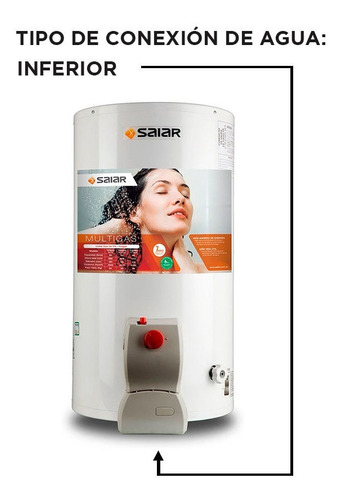 Termotanque Multi Gas De Colgar 50 Litros Saiar Rheem Tcg050 Blanco