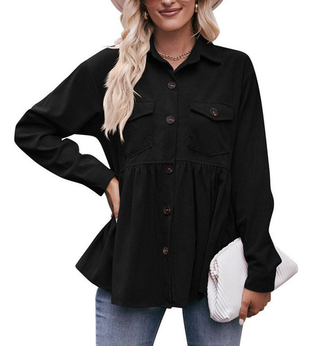 Camisa Casual De Pana De Otoño E Invierno Para Mujer