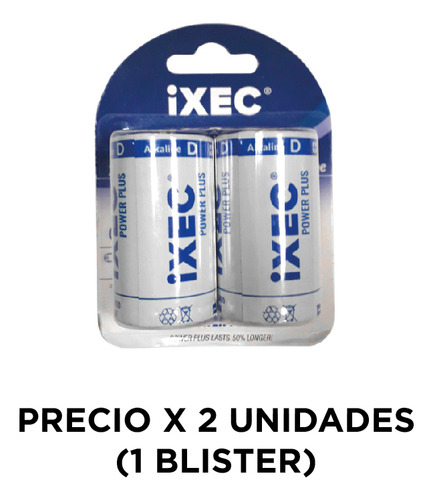 Imagen 1 de 4 de Pila Alcalina D Grande, Power Plus Ixec - Ix9905