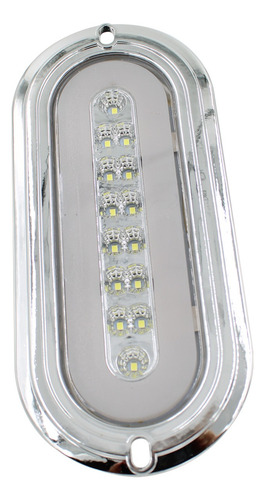 Plafon Led X009 Ovalado Bisel Cromo Luz Fija Y Con Estrobo X009 Blanco