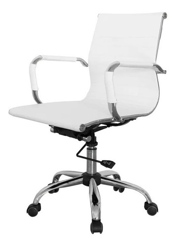 Silla de escritorio Para Tu Casa Aluminium Eames bajo pc ergonómica blanca con tapizado de cuero sintético