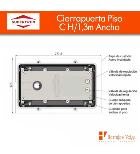 Imagen 2 de 10 de Cierrapuerta Superfren Piso C H/1,3m Ancho Distr Oficial