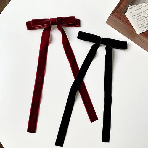 Pinza Para El Pelo Con Lazo De Terciopelo (bk-2), Cinta Larg