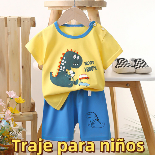 Conjunto De Pantalón Corto De Algodón Dinosaurio Para Niños