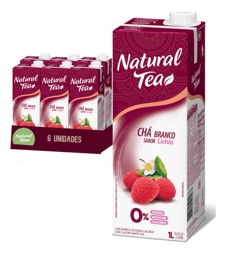 Chá Branco Com Lichia Natural Tea 1l (6 Litros) Kit