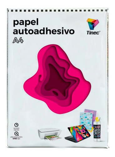 Papel Adhesivo Fotográfico 135gms Tinec A4 50hojas Brillante