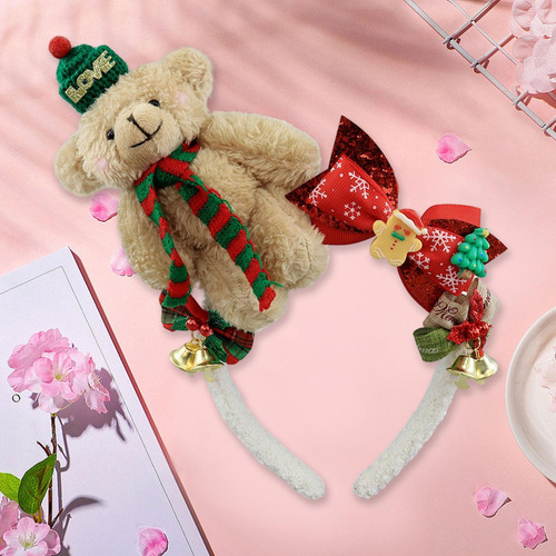 De Diadema De Oso Navideño Banda Para El Cabello De Caqui
