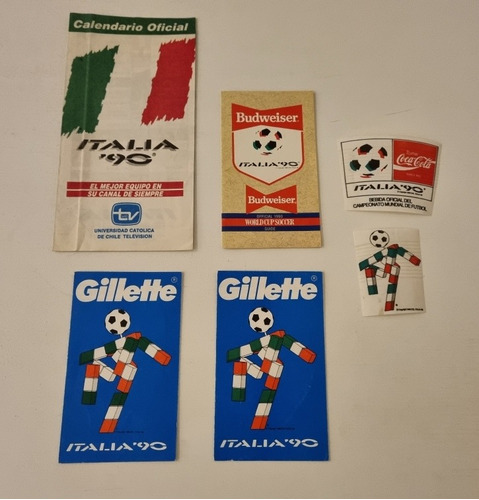 Lote De 4 Fixtures Originales Italia 1990 Y Logos De Vaso