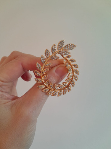 Prendedor Broche Aesthetic Cerezas. Charms Para Ropa. Dorado Hojas Strass Dorado