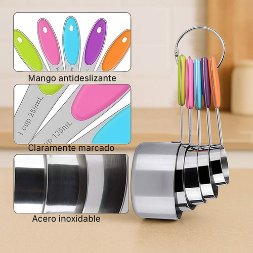 10pcs Juego De Taza Cuchara Y Medidora De Reposteria Cocina De Color