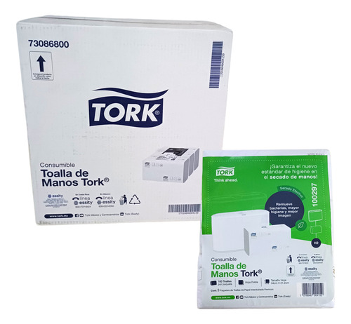 Toalla Para Manos Tork 100297 Premium C/18 Pz Blanco Lisa