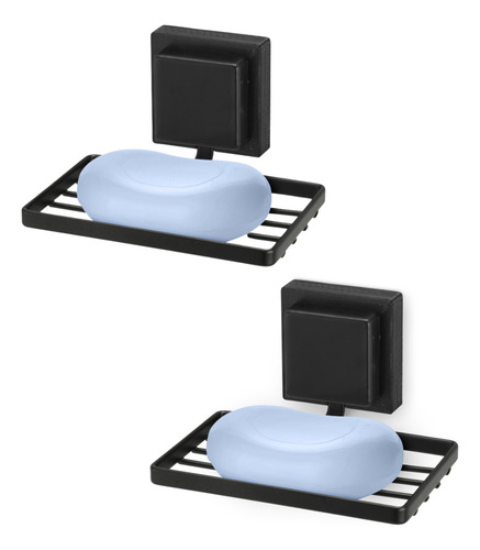 Kit 2 Saboneteiras De Parede Elegance Arthi Porta Sabonete Cor Preto