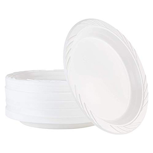 100 Count Disposable 9 Inch White Plastic Dinner Plates...