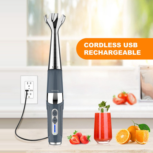 Batidora De Mano Inalámbrica Recargable Usb 4 En 1 Negro