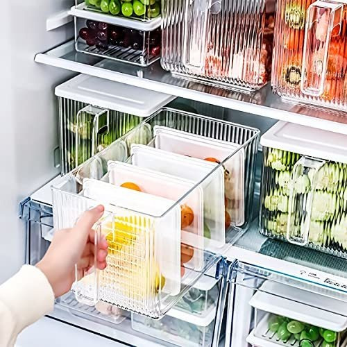 Organizador De Alimentos Con Asa Para Refrigerador 5 En 1 Color Transparente