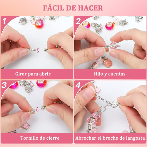 Kit Para Hacer Pulseras 68 Piezas Con Caja Y Bolsa Regalo