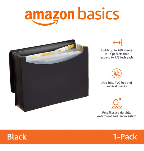 Carpeta Organizadora Expandible Tamaño Carta Color Negro 1 P
