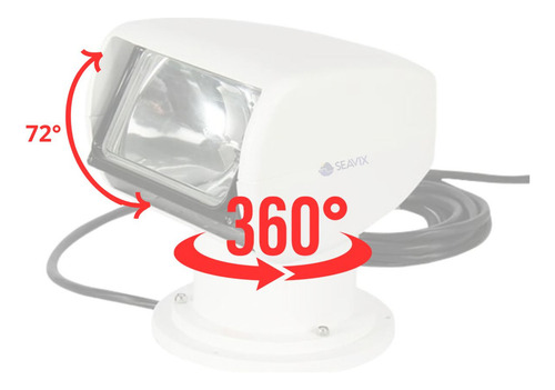 Farol De Busca Náutico Direcional Com Controle 12v Para Barcos Lanchas Veleiros Iates Marinizado 360 Graus