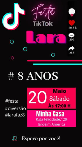 Imagem 3 de 9 de Convite De Aniversário Tik Tok Digital Whatsapp