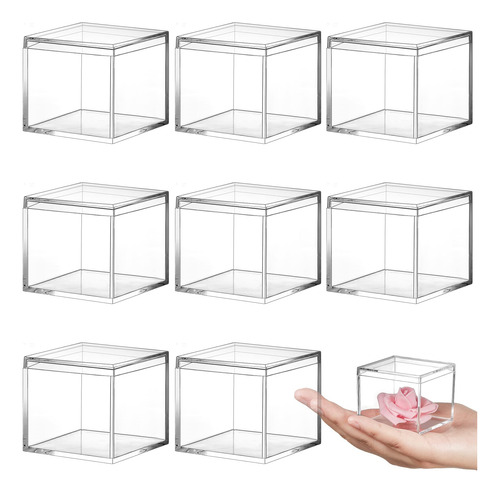 8 Piezas Caja De Joyería De Plástico Acrílico Transparent