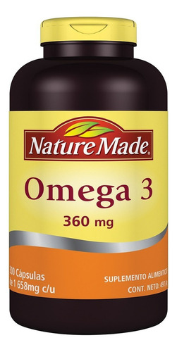 Nature Made Omega 3 Aceite De Pescado 360mg 300 Cápsulas Sabor N/A