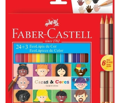 2x Lápis Cor Ecolápis 24 +3 Tons Caras E Cores Faber Castell