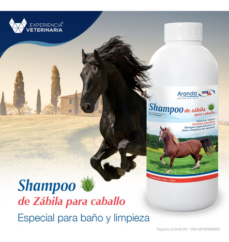 Shampoo De Zábila Para Caballo 1 Litro *2 Piezas*