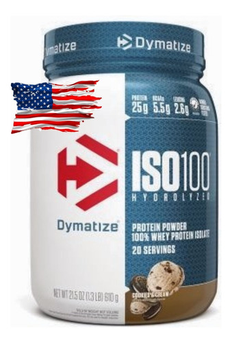 Suplemento em pó Dymatize  Whey ISO-100 proteína ISO-100 sabor  cookies & cream em pote de 640g