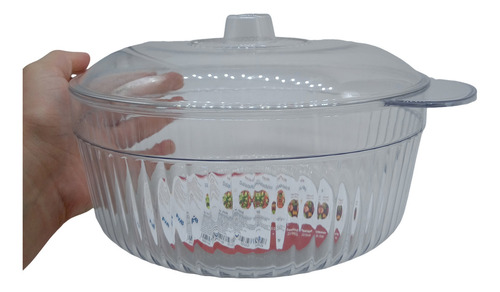 Saladeira De Plástico 2,8 Litros Com Tampa Pote Salada Verde Cor Transparente