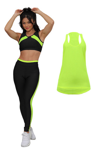 Kit Conjunto Fitness Feminino Roupa Academia Legging Cropped