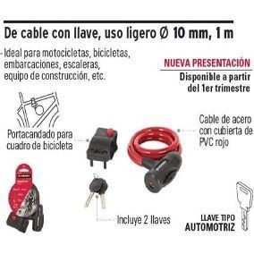 Tranca Bici Linga Acero 2 Llaves 100cmx10mm Hermex Oferta!!!