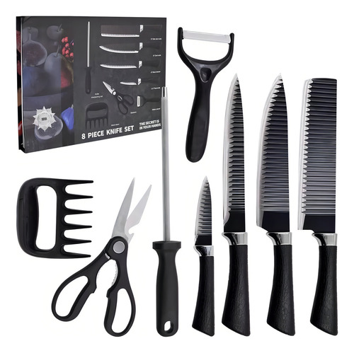 Conjunto De Facas 8 Peças Império Imports Chef Profissional Para Churrasco Em Inox