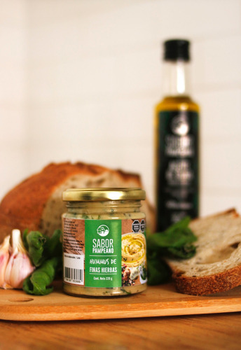 Hummus de Finas Hierbas untable vegetariano Frasco de Vidrio 220 gramos Sabor Pampeano