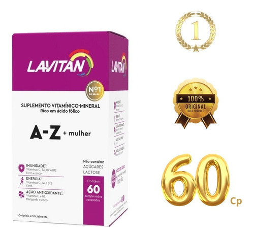 Lavitan Mulher A-z 60 Comp Suplemento Multivitaminico Cimed