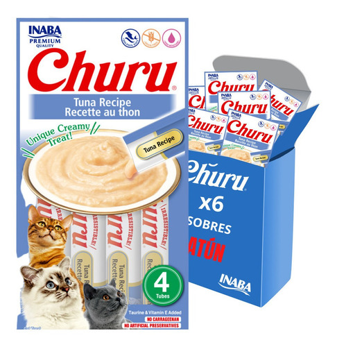 Churu Snack Sabor Atún Para Gatos Pack X6 Sobres