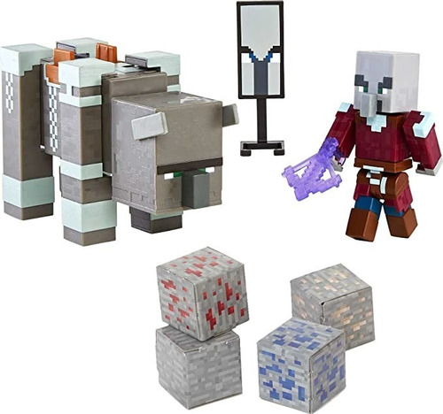 Minecraft Capitan Raid Y Ravager Figura De Lujo Mattel