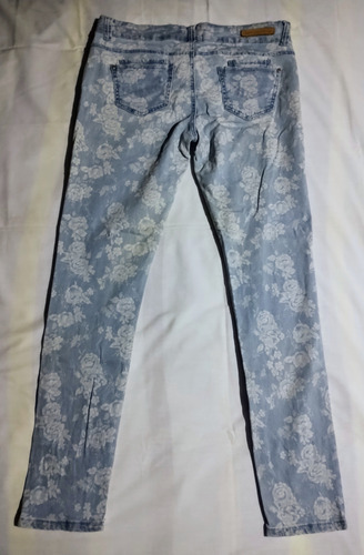 Jeans Estampado Con Flores Blancas Sybilla T. 32/42. Envíos!