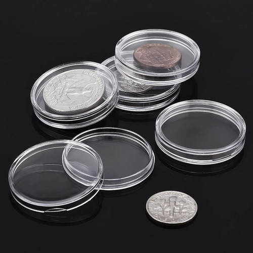 25 Mm Coin Holder Capsules Clear Round Plastic Coin Containe